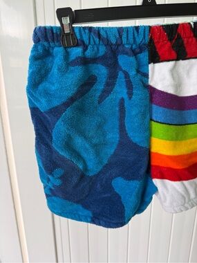 Unisex Rainbow Hawaiian Caribbean islands beach towel Terry Shorts -